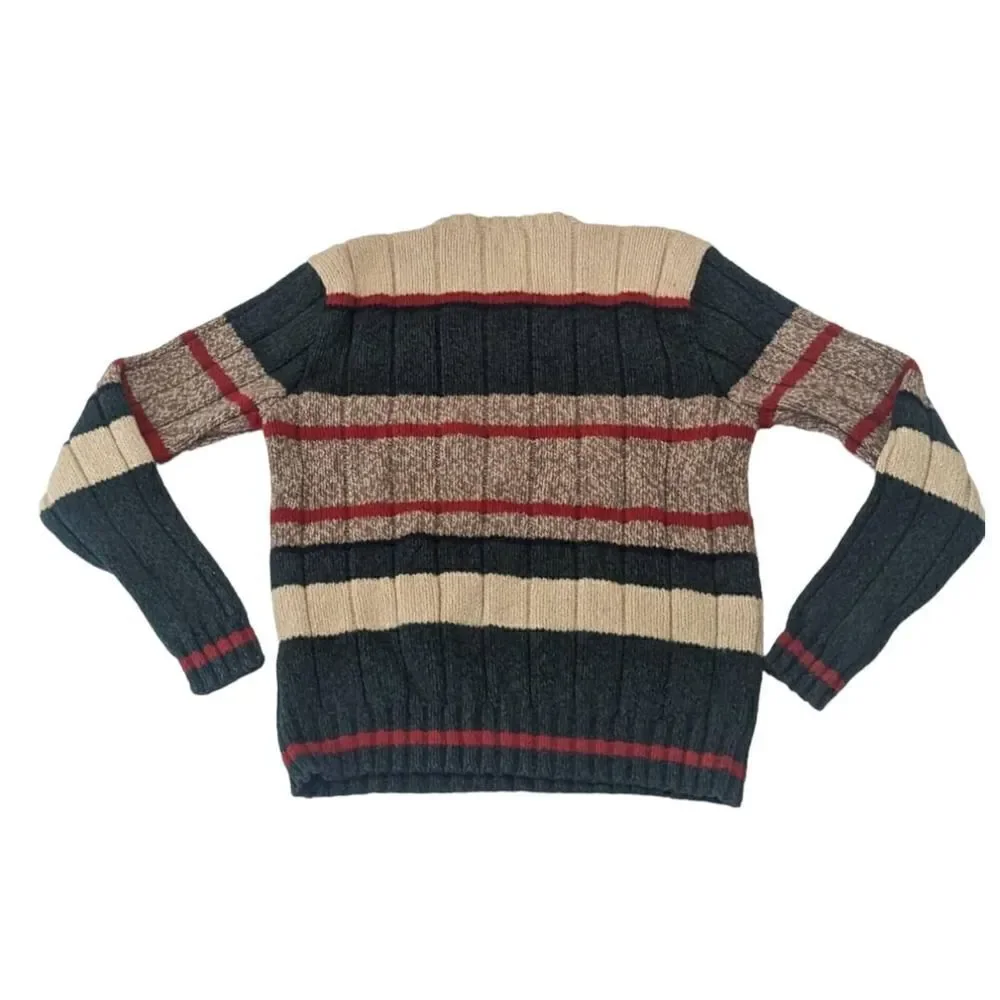 Polo Ralph Lauren Khaki Hunter Green Red Rugby Sweater XL Outdoors Vintage 90s‎